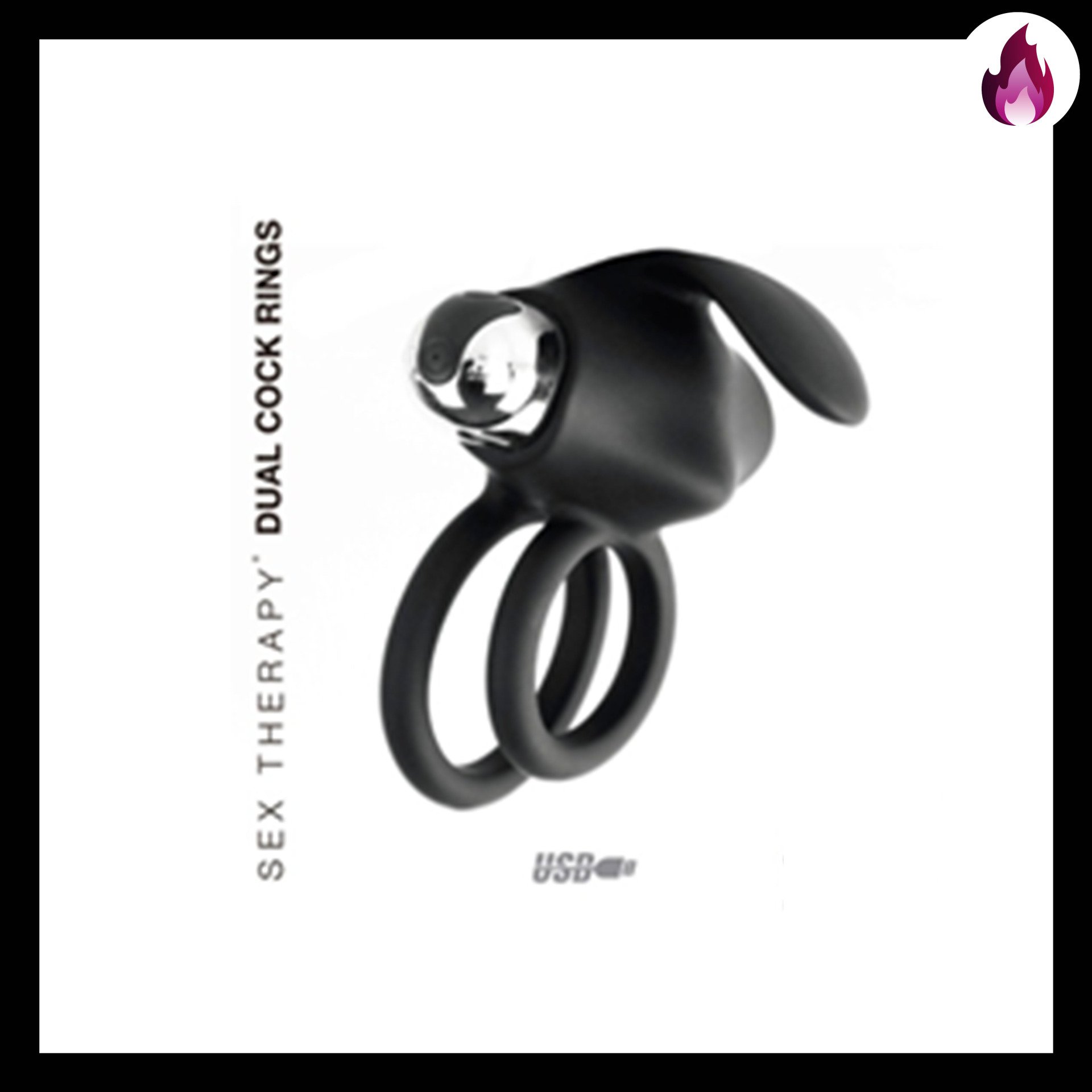 ANILLO DUAL COCK RING USB NEGRO