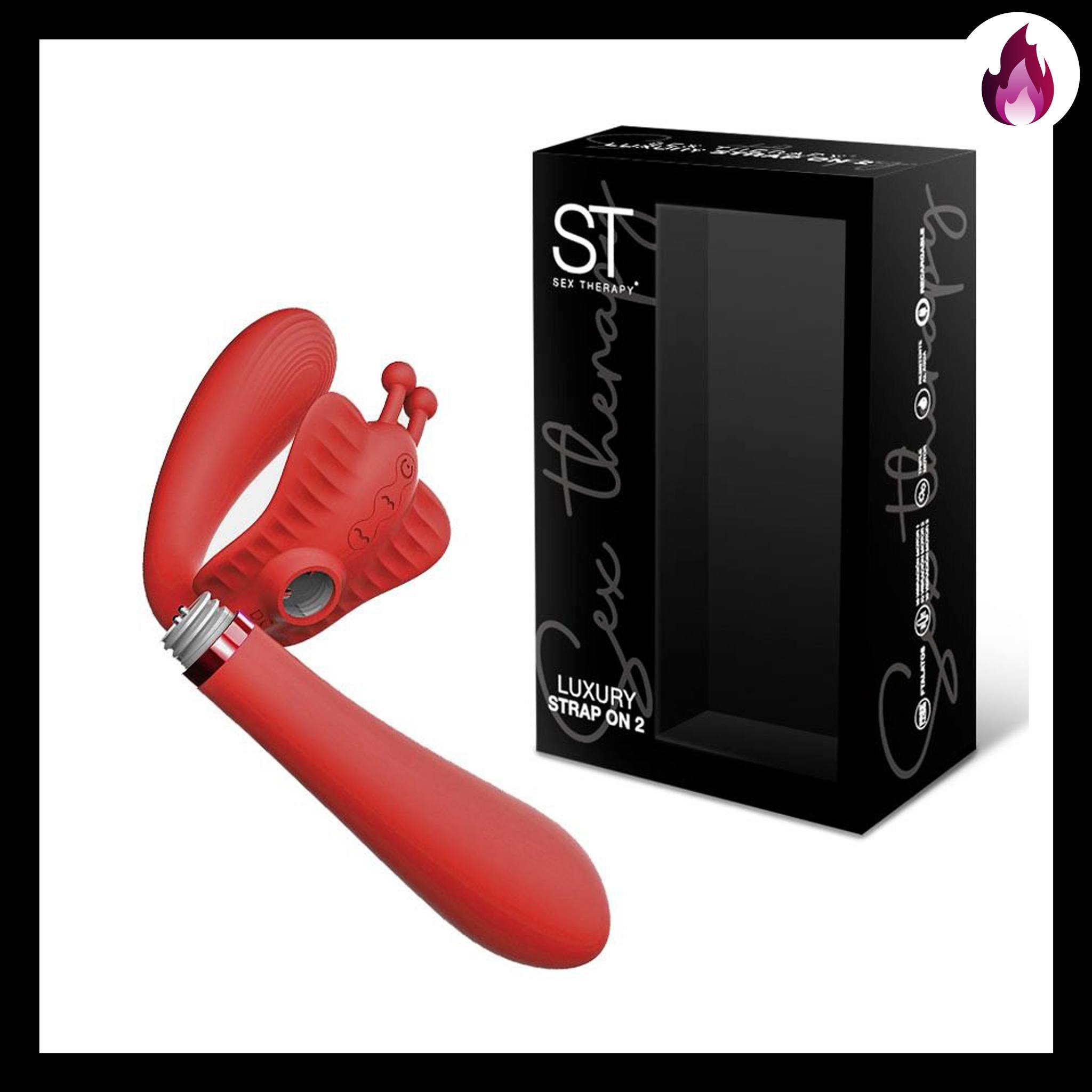ST LUXURY STRAP ON 2 DESMONTABLE MARIPOSA VIBRADOR RECARGABLE