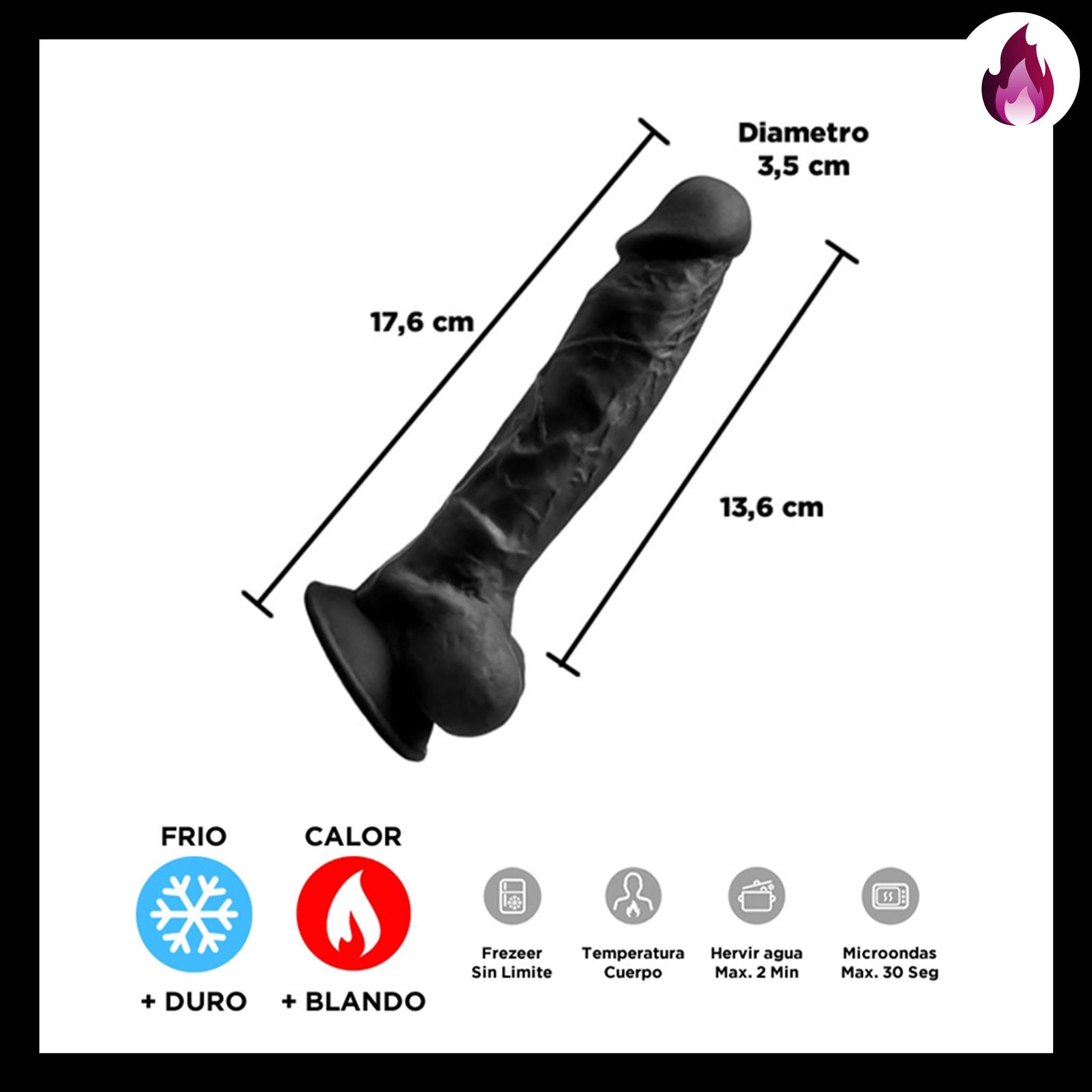 SS-AD-220291 SILEX-D - DILDO NEGRO PREIMUM REAL SKUN MODEL 1 CON SOPAPA 17.6CM